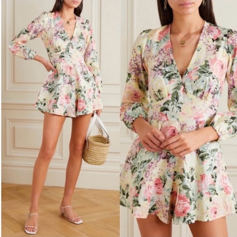 Faithfull the Brand Floral Jumpsuit in Pink and Green